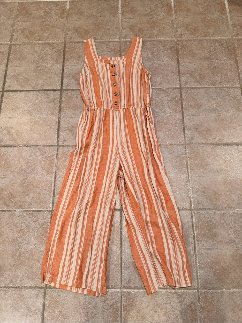 Jason Wu Orange and White Striped Sleeveless Jumpsuit